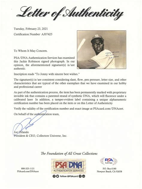 Sell or Auction Your Jackie Robinson Signature / Autograph / Signed Page