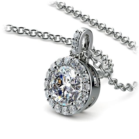 Petite Sparkling Diamond Halo Pendant Setting In Platinum