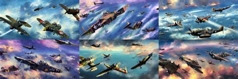 World War II dogfight over the Pacific Ocean | Stable Diffusion | OpenArt