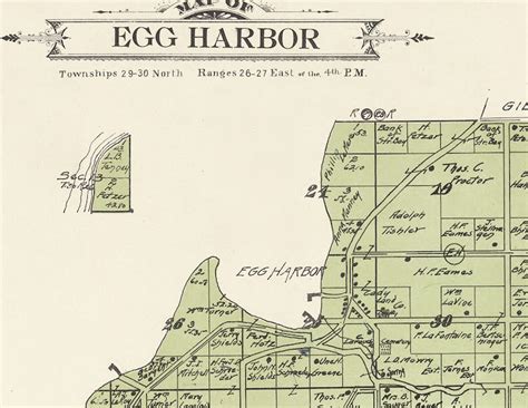 1914 Map of Egg Harbor Township Door County Wisconsin | Etsy