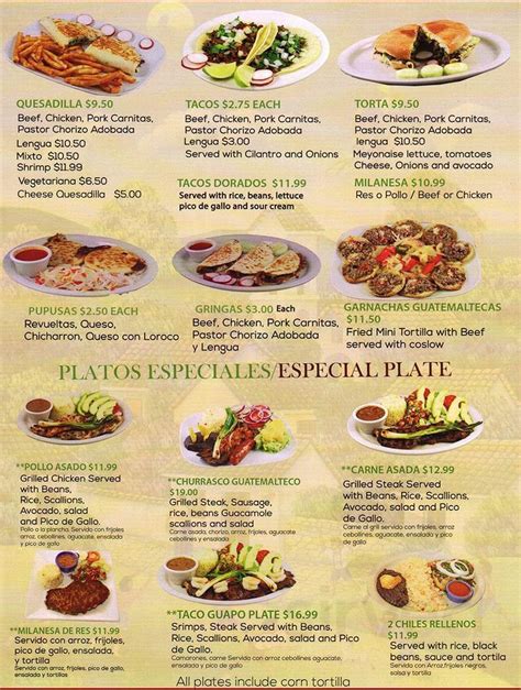 El Taco Guapo Restaurant menu in Haverhill, Massachusetts, USA