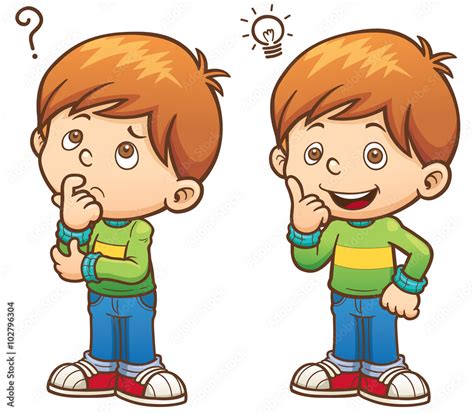 Vector illustration of Cartoon Boy thinking Stock Vector | Adobe Stock