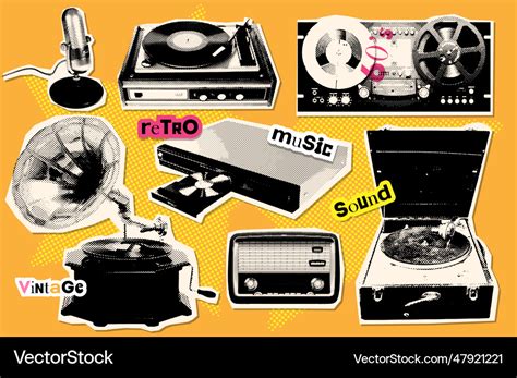 Evolution of music players - gramophone Royalty Free Vector