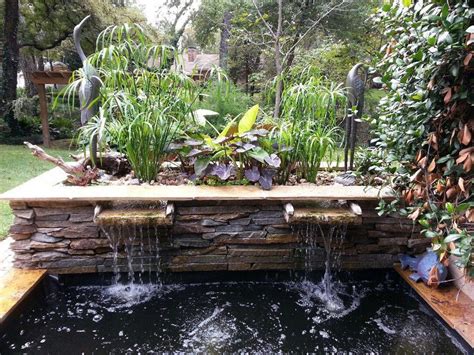 Contemporary above ground koi pond & water garden with bog waterfall ...