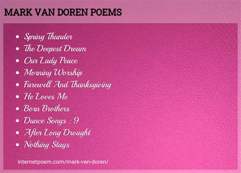 Mark Van Doren Poems