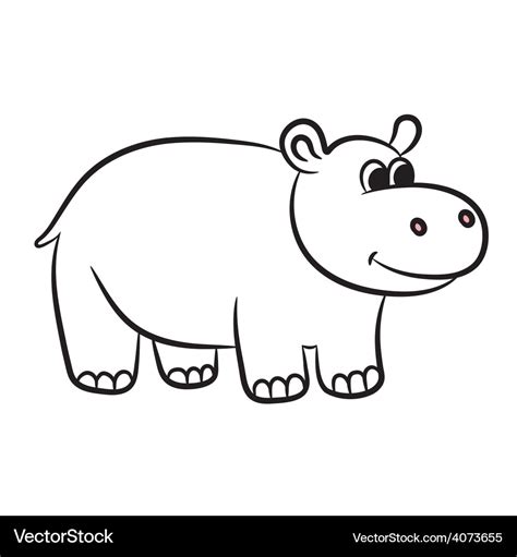 Hippo black and white Royalty Free Vector Image