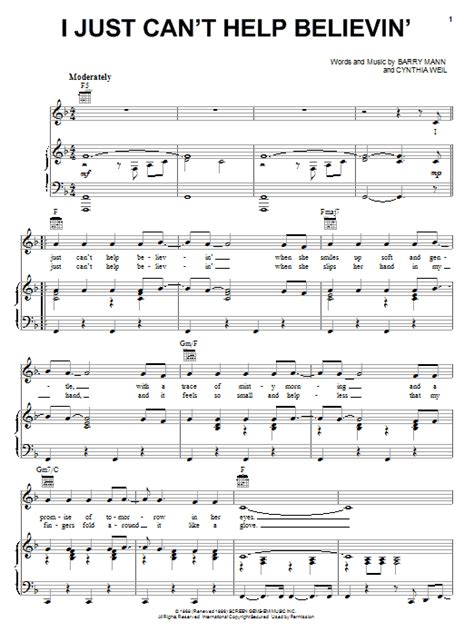 I Just Can't Help Believin' | Sheet Music Direct