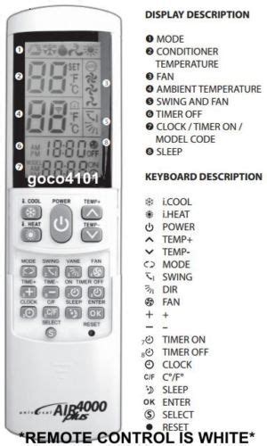 Replacement PANASONIC Air Conditioner Remote Control For A75C2616-1