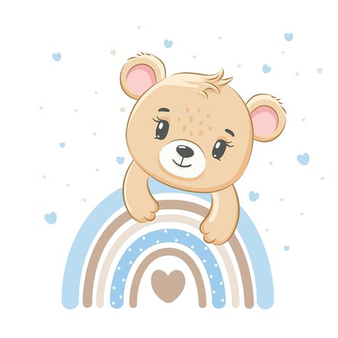 Cute teddy bear on a rainbow. Vector illustration of a cartoon. 6689951 ...