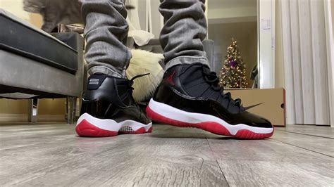 AIR JORDAN 11s BRED ON FEET - YouTube