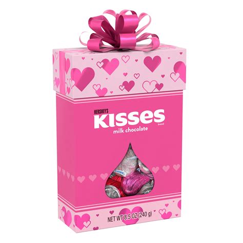 HERSHEY'S, KISSES, Milk Chocolate Candy, Valentine's Day, 8.5 oz., Gift Box - Walmart.com ...