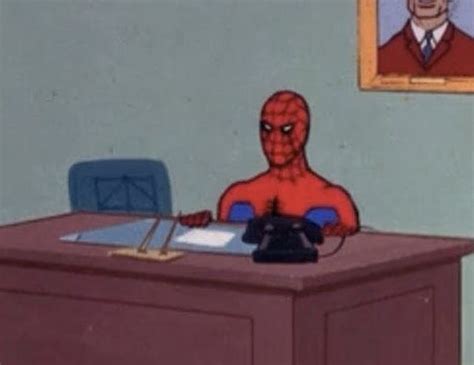 Spider Man Meme Sitting At Desk