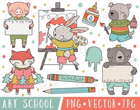 Cute School Animals Clipart Images Art School Clipart Cute - Etsy