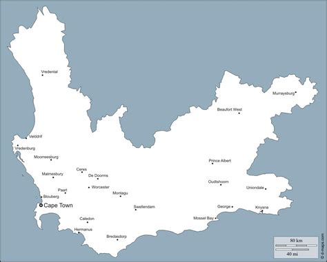 Map of western Cape Towns - Map western Cape Towns (Western Cape - South Africa)