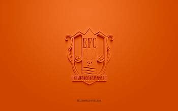 Ehime FC, creative 3D logo, orange background, J3 League, 3d emblem ...