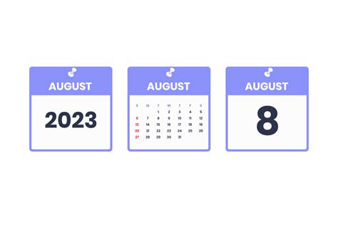 August calendar design. August 8 2023 calendar icon for schedule ...