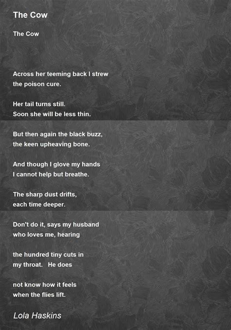 The Cow Poem by Lola Haskins - Poem Hunter