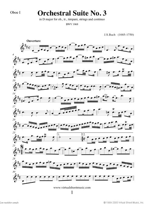 Bach - Orchestral Suite No.3 BWV 1068 (parts) sheet music [PDF]