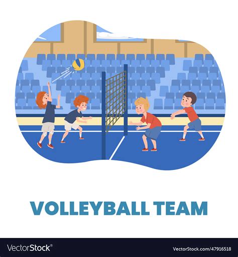 Banner about kids volleyball team flat style Vector Image