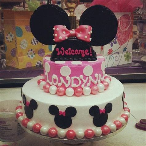 Minnie Mouse Baby Shower Tiered Cake - Decorated Cake by - CakesDecor