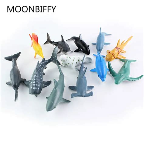 Mini 24pcs/set Plastic Marine Animal Model Toy Figure Ocean Creatures ...