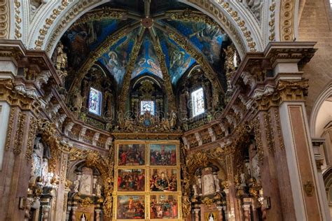 Interior View of the Cathedral in Valencia Spain on February 27, 2019 ...