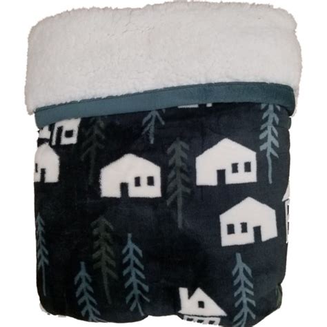 Cuddle Duds Emerald Green Houses Sherpa Fleece Micro Plush Throw Blanket - Walmart.com