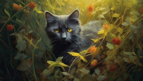 Premium AI Image | Beautiful cat in the flower field