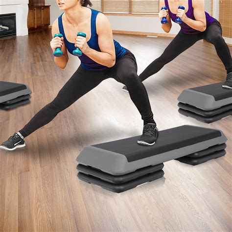 Step & Riser Sets Aerobic Step Platform Body Fitness Health Cardio Workout Trainer Stepper Riser ...