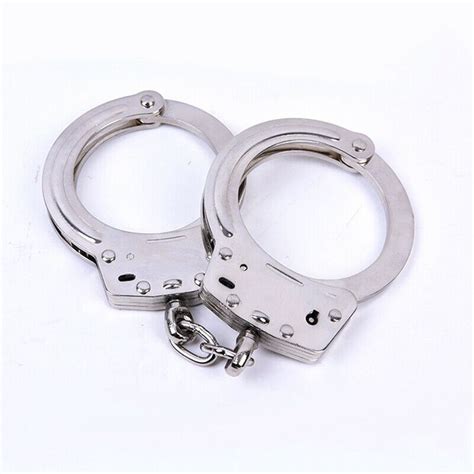 POLICE Metal Handcuffs Professional Heavy Duty Double Lock - Silver WITH bag | Double lock ...