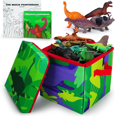 Amazon.com: Boley Dino Play Mat and Toy Storage Box - 8 Piece Playset with Foldable Dinosaur ...