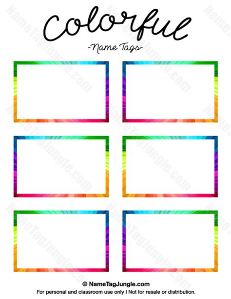 Free printable colorful name tags. The template can also be used for ...