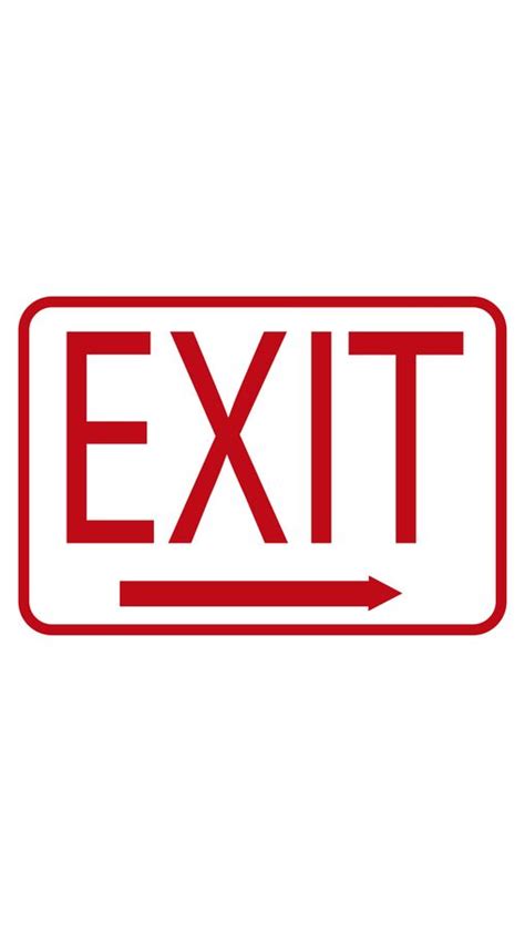 the exit sign is red and has an arrow pointing to it's left side