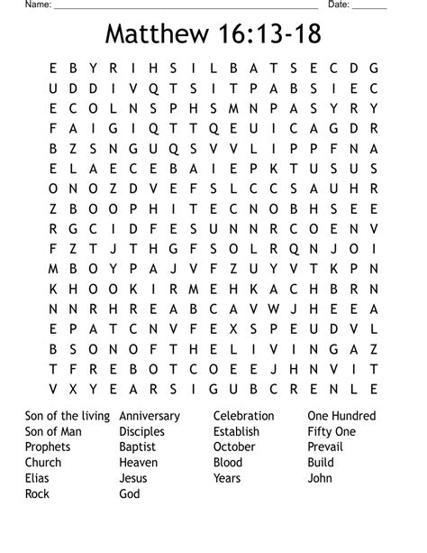 Matthew 16:13-18 Word Search - WordMint