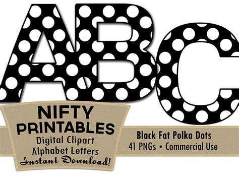 Black & White Polka Dots Alphabet - Nifty Printables