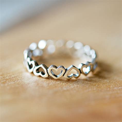 激安店舗 HEART SILVER RING Hand Stamped Ring Wide Silver Band for Moms and Dads - dgb.gov.bf