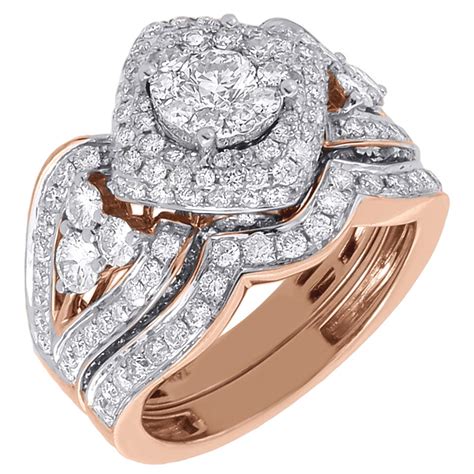 Diamond Bridal Wedding Ring 2 Piece Set 14K Rose Gold Engagement Band 2.50 tcw - Walmart.com