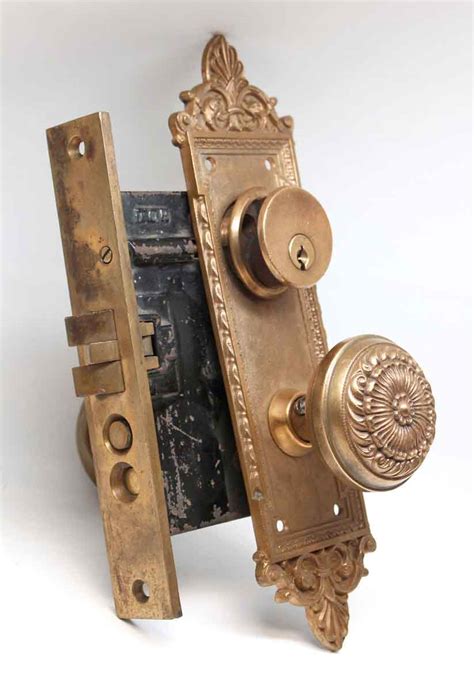 Antique Romanesque Lockwood Entry Door Lock Set | Olde Good Things