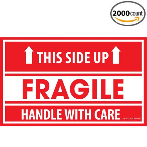 Buy Parts Flix Fragile Sticker Labels 2" x 3", (This Side Up - Fragile ...