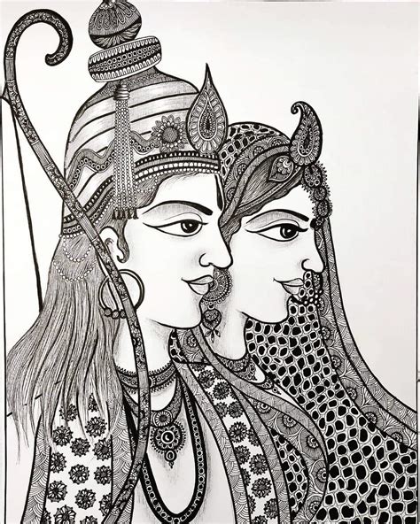 Ram Sita in Pencil Shading and Microns