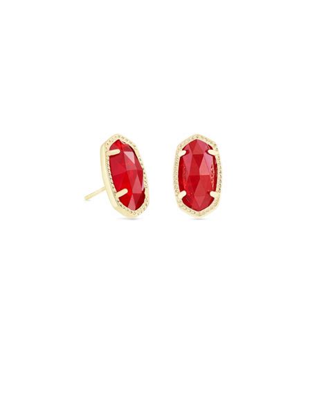 Ellie Gold Stud Earrings in Ruby Red Glass | Kendra Scott