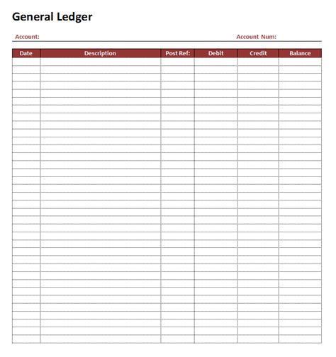 General Ledger MS Word Template | General ledger, Word template, Journal template