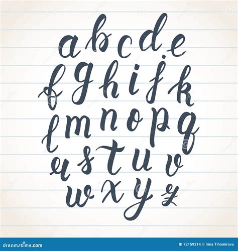 Hand Drawn Latin Calligraphy Brush Script Of Lowercase Letters. Calligraphic Alphabet. Vector ...