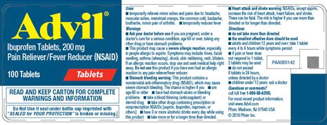 Advil Bottle Label