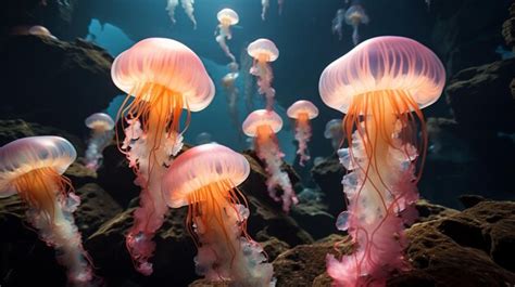 Premium AI Image | majestic jellyfish swarm in the ocean Generative AI