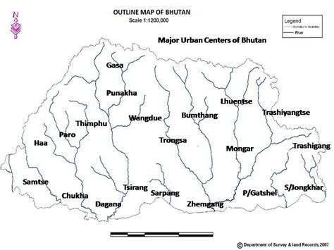 Karma Wangda (Tokorongpa): OUTLINE MAP OF BHUTAN