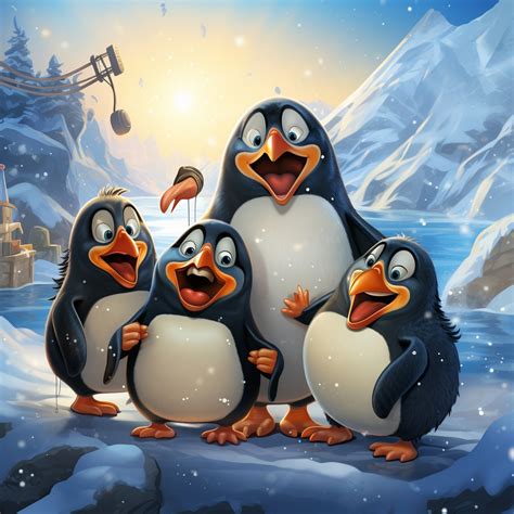 Happy Penguin Cartoon Art Free Stock Photo - Public Domain Pictures