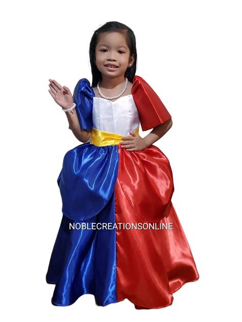 KIDS FILIPINIANA Ball Gown Philippine Flag Inspired Mestiza SantaCruzan National Costume Maria ...