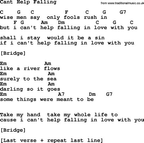 Cant Help Falling, by Elvis Presley - lyrics and chords