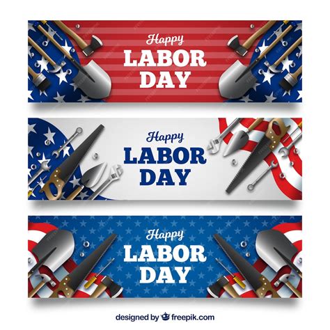 Free Vector | Labor day banners with realistic style